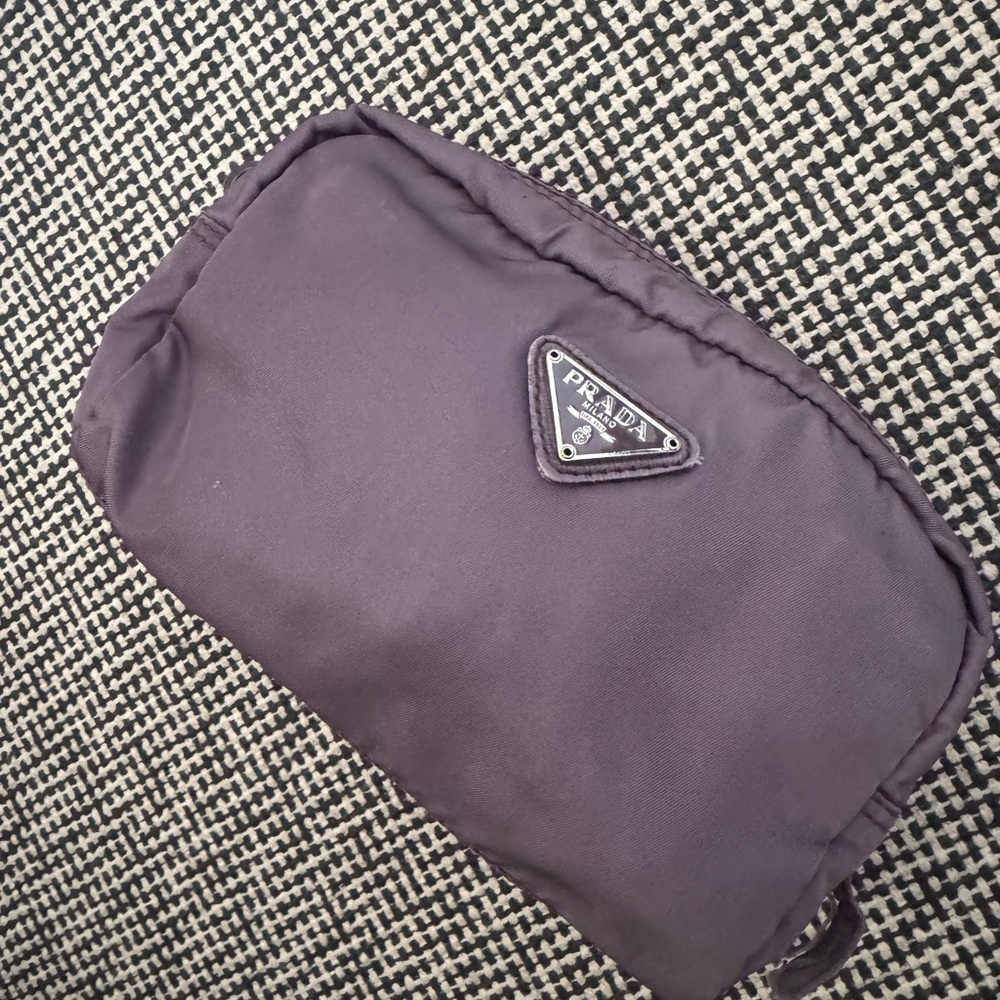 Prada Violet Nylon Triangle Logo Pouch